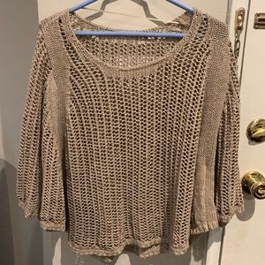 Tan short sleeve flowy sweater